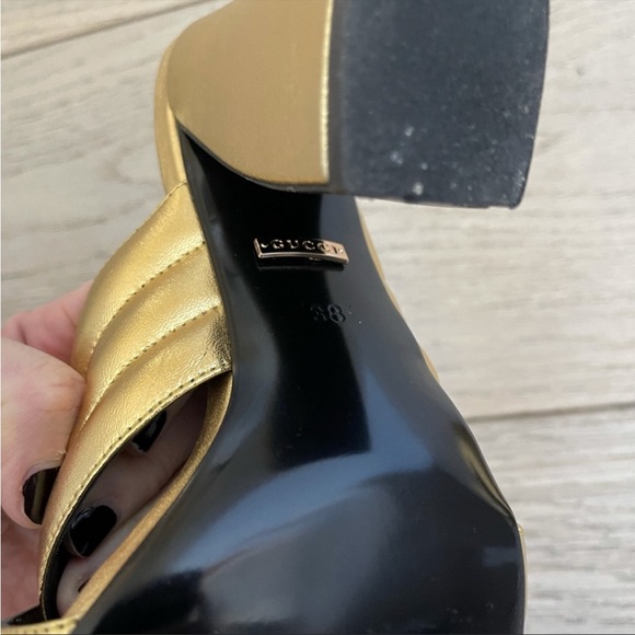 Gold Gucci Webby Mules 38 - Picture 4 of 9